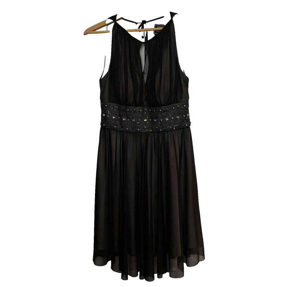 JH‎ Evening Dress Size 8 Party Evening Cocktail Dress Beaded Waist  Black